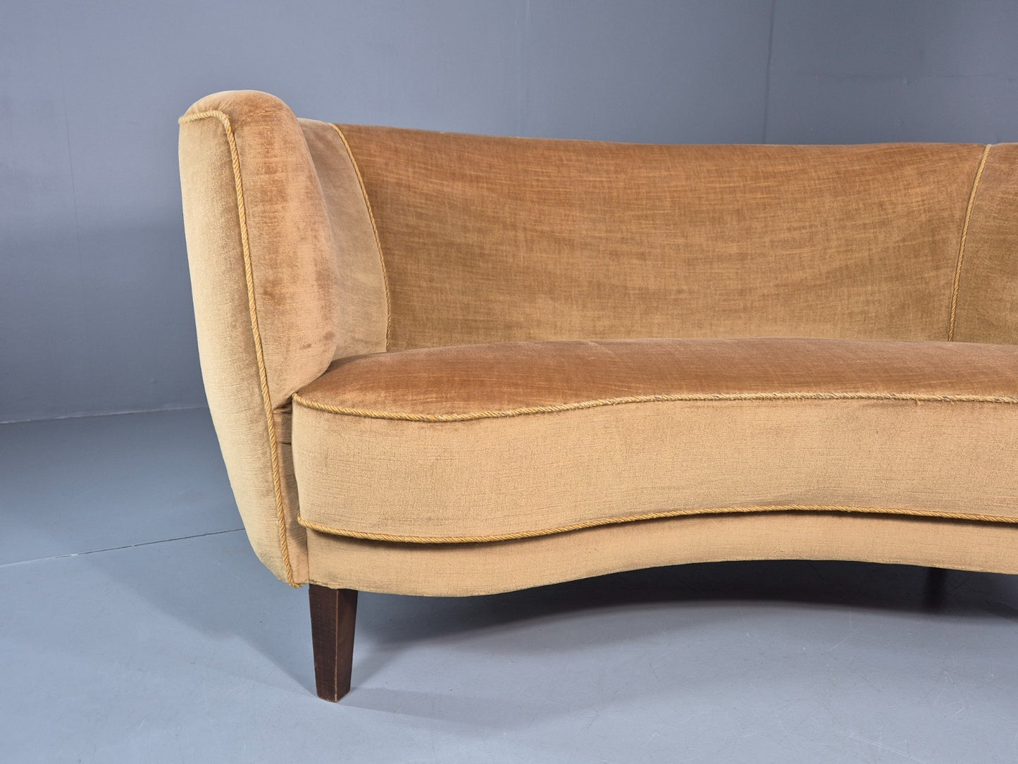 Classic Two Seater Danish Curved Banana Sofa 1930s Art Deco Gold  EB10791 M2SS2
