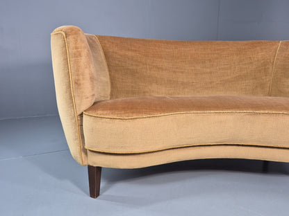 Classic Two Seater Danish Curved Banana Sofa 1930s Art Deco Gold  EB10791 M2SS2