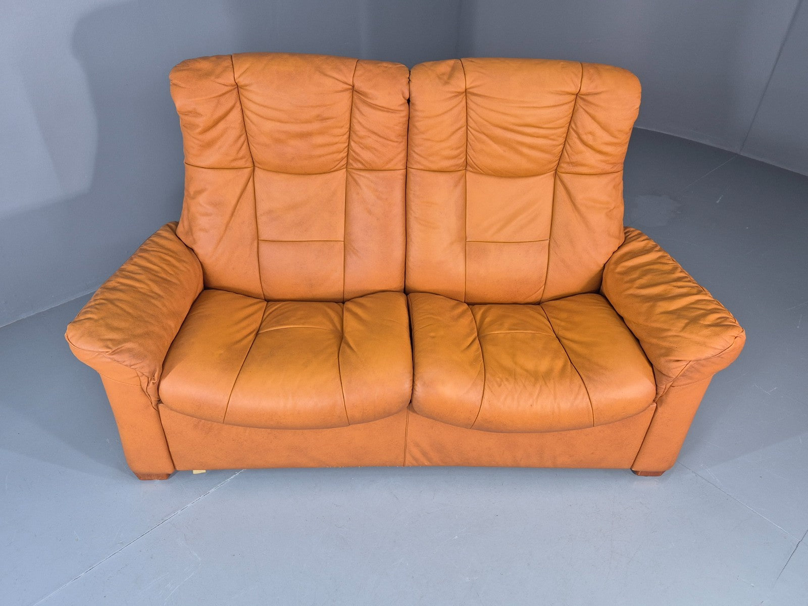 Two Seater Settee Ekornes Stressless Tan Leather Recline Retro  EB10926 M2SS8