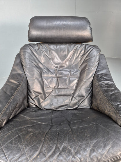 Vintage Skippers Apollo Chair Black Leather Bentwood Frame 1980s MCM EB9292 MBEN - UKDK FURNITURE
