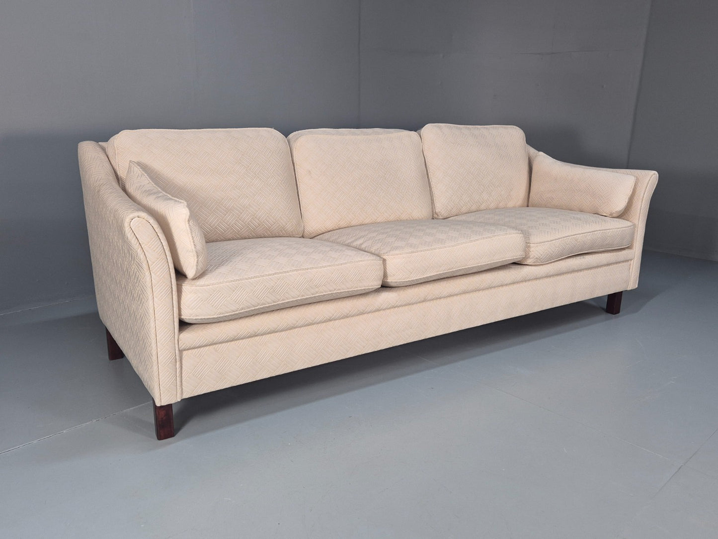 Vintage 3 Seater Sofa Retro Danish Cream Patterned Fabric EB10520 M2SS0
