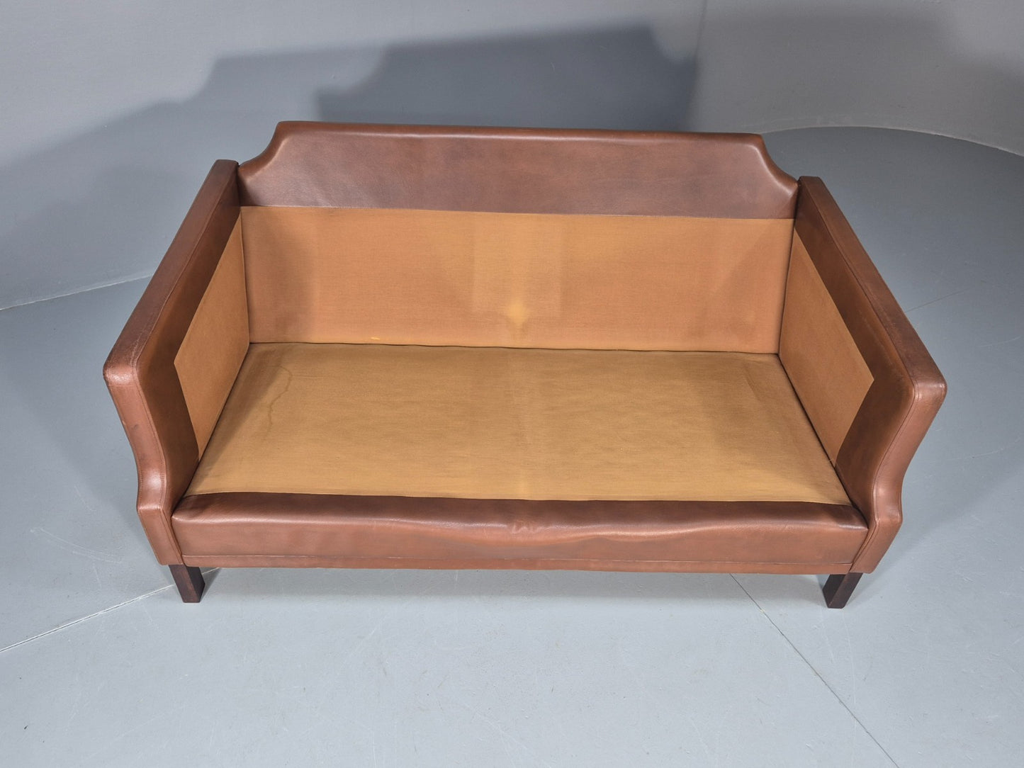 Mid Century Two Seater Leather Sofa Danish 1970s Retro Vintage EB10923 M2SS7