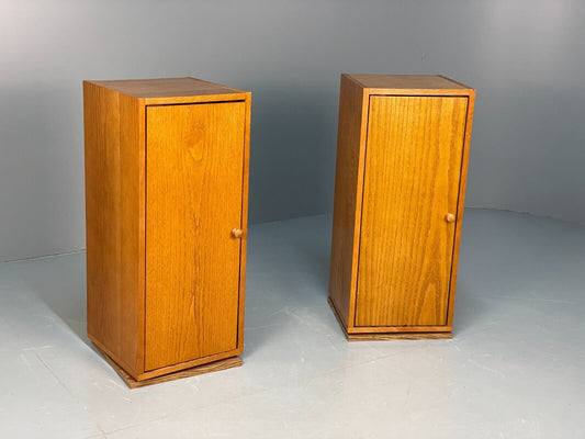 Pair Of Vintage Oak And Melamine Rotating Bedside Units EB8671 MWOO - UKDK FURNITURE