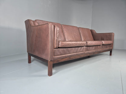 3 Seater Leather Sofa Vintage Mid Century Mogensen Shape 1970 Retro EB11356 M3SS1