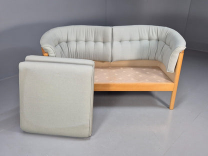 Vintage Danish 2 Seat Sofa Blue Wool Beech Curved Frame Nielaus MCM EB8549 M2SS - UKDK FURNITURE