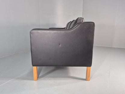 Vintage 3 Seater Sofa Danish Black Leather Mid Century Retro 1980s  EB10469 M3SS17