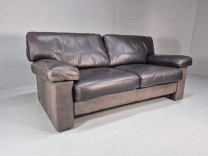 Vintage Two Seat Settee 1980s Danish Black Leather Retro EB10109 M2SS0