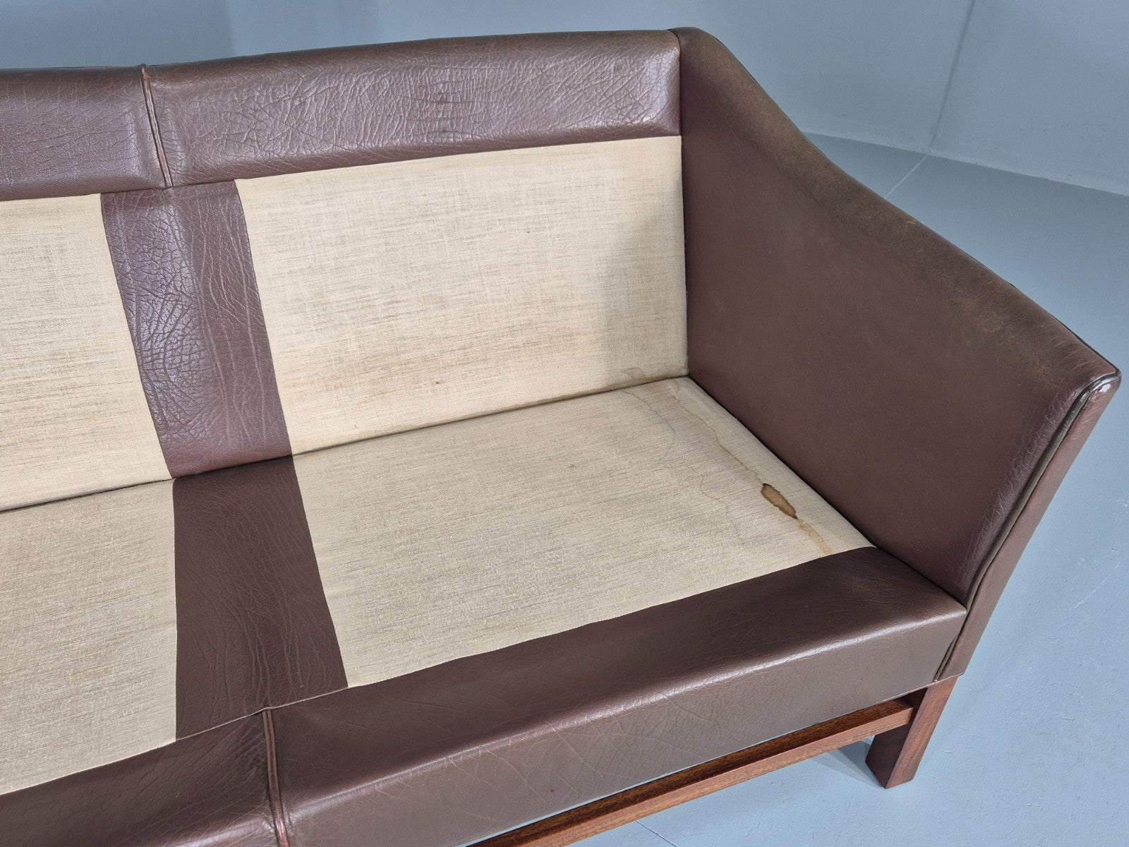 Vintage Danish 2 Seat Sofa Gunnar Grandt Design Brown Buffalo Hide EB9905 M2SS8