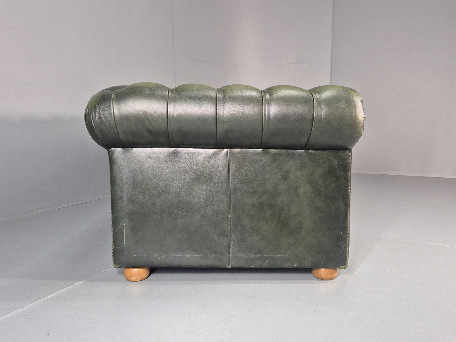 3 Seater Chesterfield Sofa Green Leather Studded Vintage EB11027 VCHE16