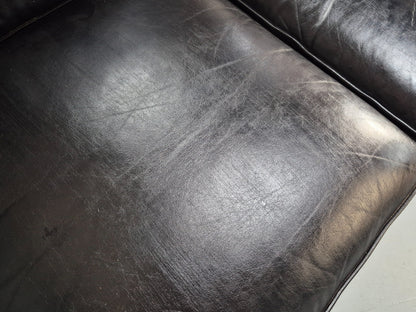 Vintage Three Seat Sofa Black Leather Danish 1960s Mid Century EB10208 M3SS22