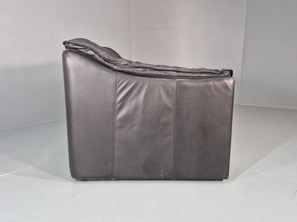 Vintage Thams Two Seater Sofa Black Leather 1980s Retro  EB11254 M2SS7