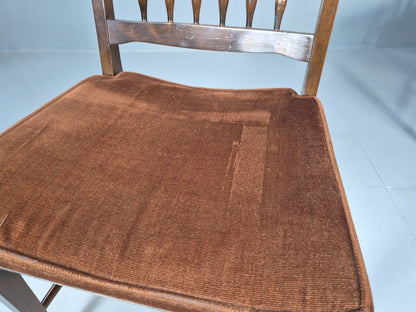 5 Vintage Dining Chairs Brown Velour Mahogany Stag 1970s Retro EB9148 VDIN - UKDK FURNITURE