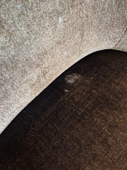 Mid Century Tub Chair Danish 1960s Brown Velour Retro Buttons EB10755 MNOR17