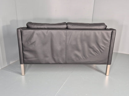 Vintage 2 Seat Leather Sofa Mid Century Danish Mogensen shape Black EB10465 M2SS14