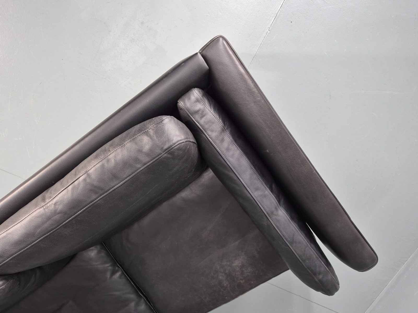 Vintage 3 Seat Sofa Danish Black Leather Mid Century Retro 1980s EB10483 M3SS21