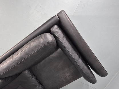 Vintage 3 Seat Sofa Danish Black Leather Mid Century Retro 1980s EB10483 M3SS21
