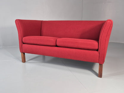Vintage Danish Two Seater Sofa Mid Century Modern Retro Red Wool EB11363 M2SS6