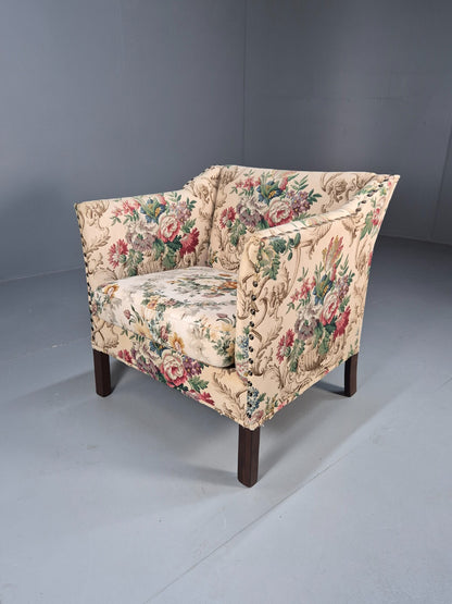 Vintage Danish Lounge Chair Floral Cotton Upholstery 1970s Retro EB07869 MNOR - UKDK FURNITURE