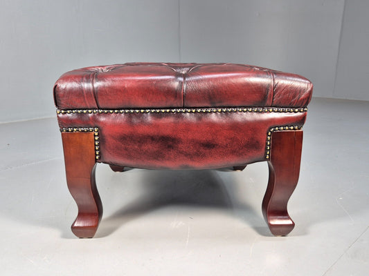 Vintage Oxblood Chesterfield Footstool Danish Retro Antique Style EB9665 MFOO - UKDK FURNITURE