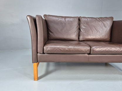 Mid Century Two Seater Sofa Vintage Danish Brown Leather Retro 1970 EB10094 M2SS2