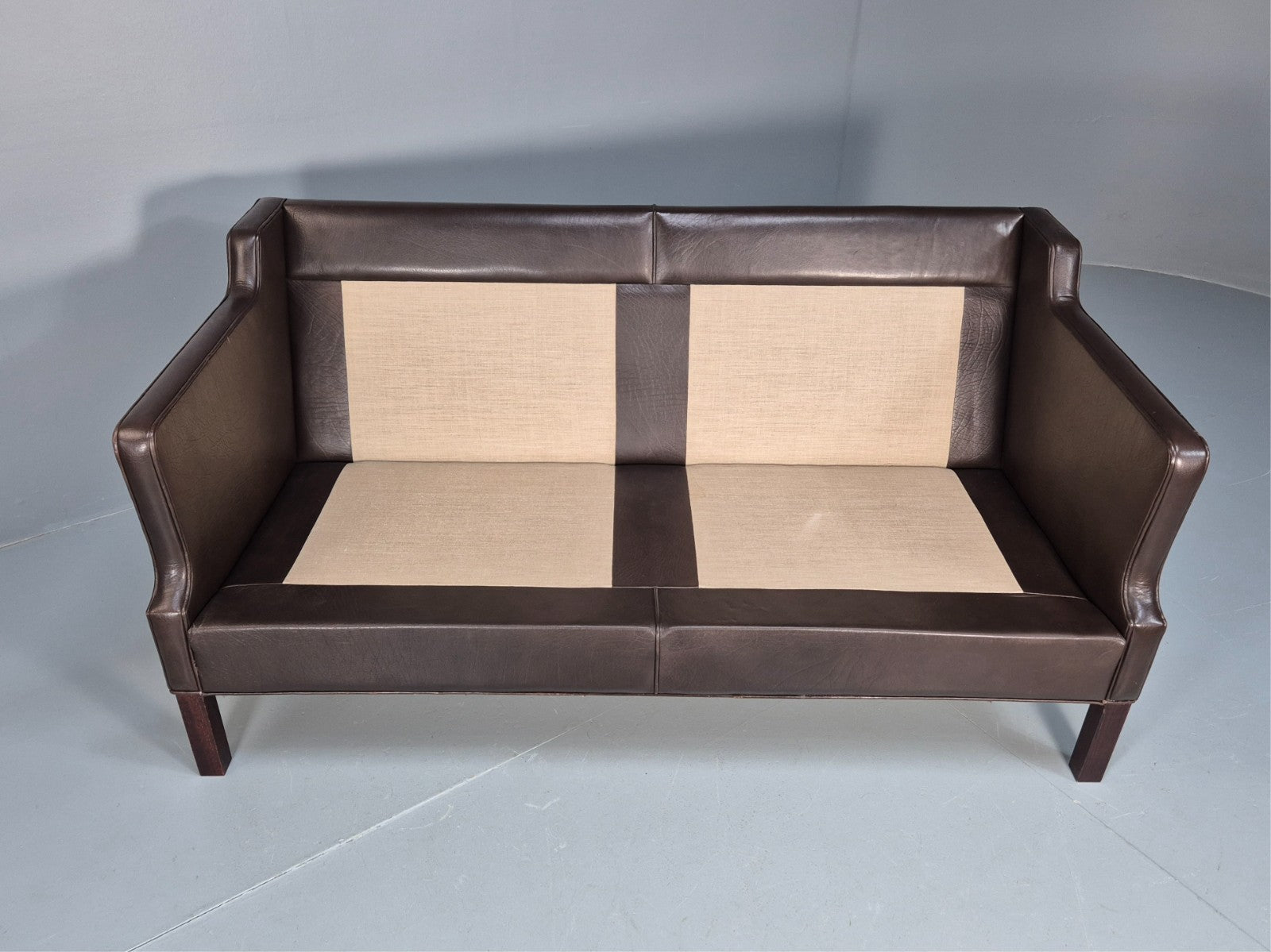 Midcentury Two Seater Sofa Brown Leather Vintage Danish 1970s Retro EB10101 M2SS6