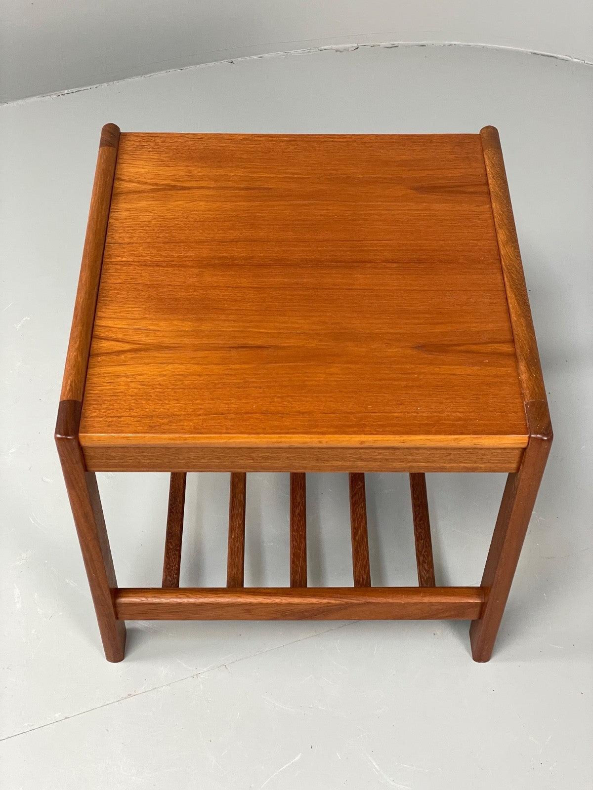 Vintage Teak Side Table Danish 1970s With Magazine Rack Bedside  EB11049 MWOO2