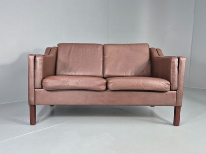 Vintage 2 Seater Sofa Danish Brown Leather Mid Century Retro 1970s EB9304 M2SS5