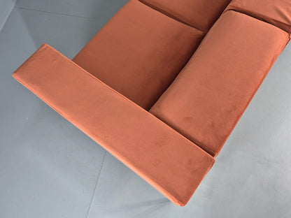 Vintage 4 Seater Sofa Italian Modern Design Sitia Peach Velvet  EB11771 M4SS16