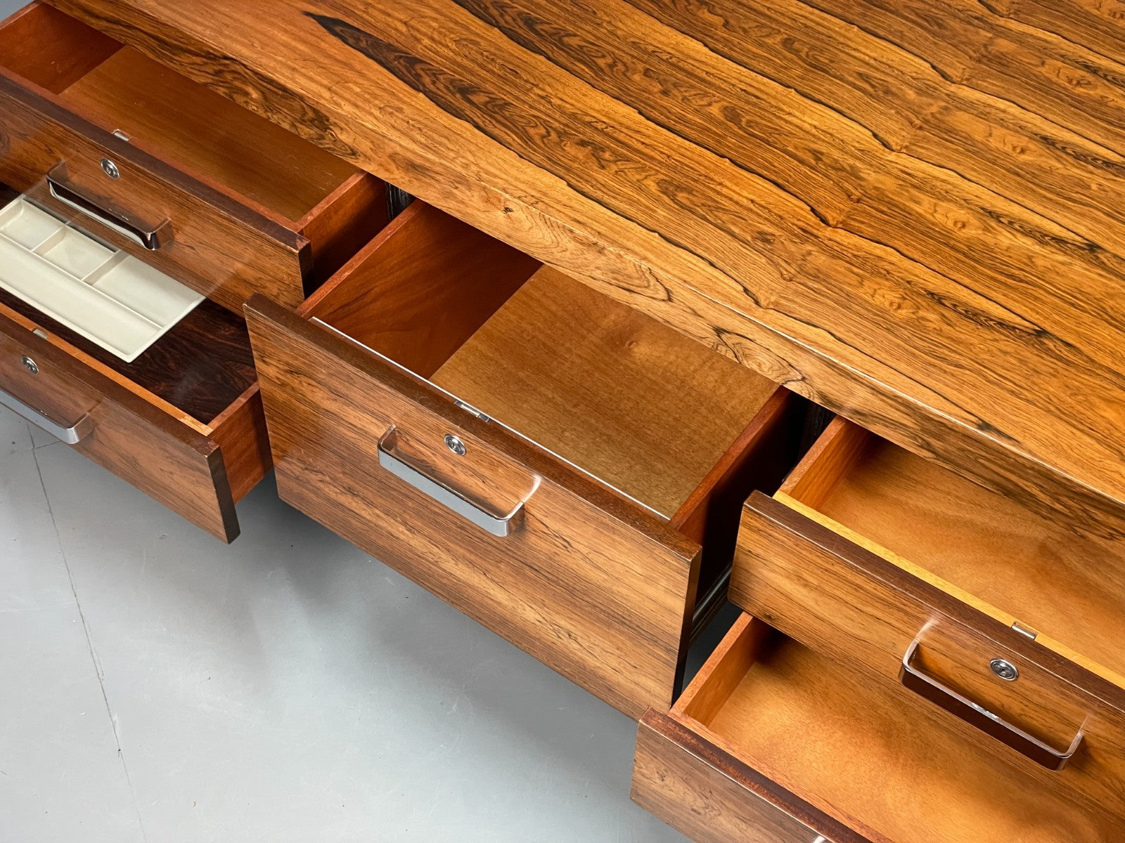 Vintage Gordon Russell Sideboard - Chrome Black Vinyl Mid Century EB10947 MWOO1