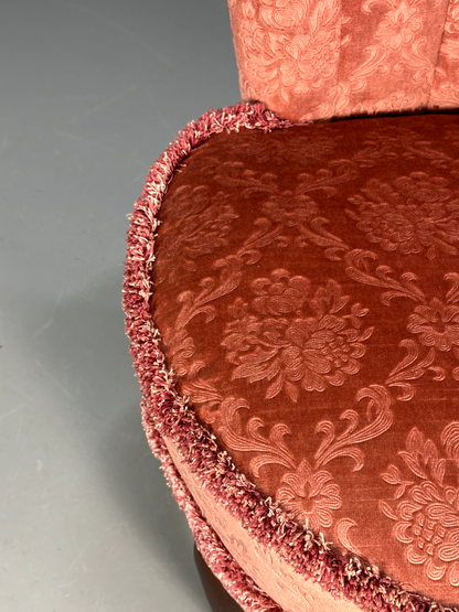 Vintage Cocktail Chair Deep Pink Velour Moquette 1960s Retro EB9166 VCLO - UKDK FURNITURE
