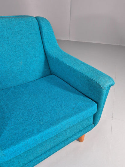 Vintage Swedish Lounge Chair 1960s Retro Dux Mid Century Blue Wool  EB11104 MNOR8