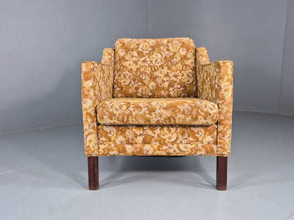 Vintage Danish 1970s Lounge Chair Floral Upholstery Mid Century EB11922 MNOR2