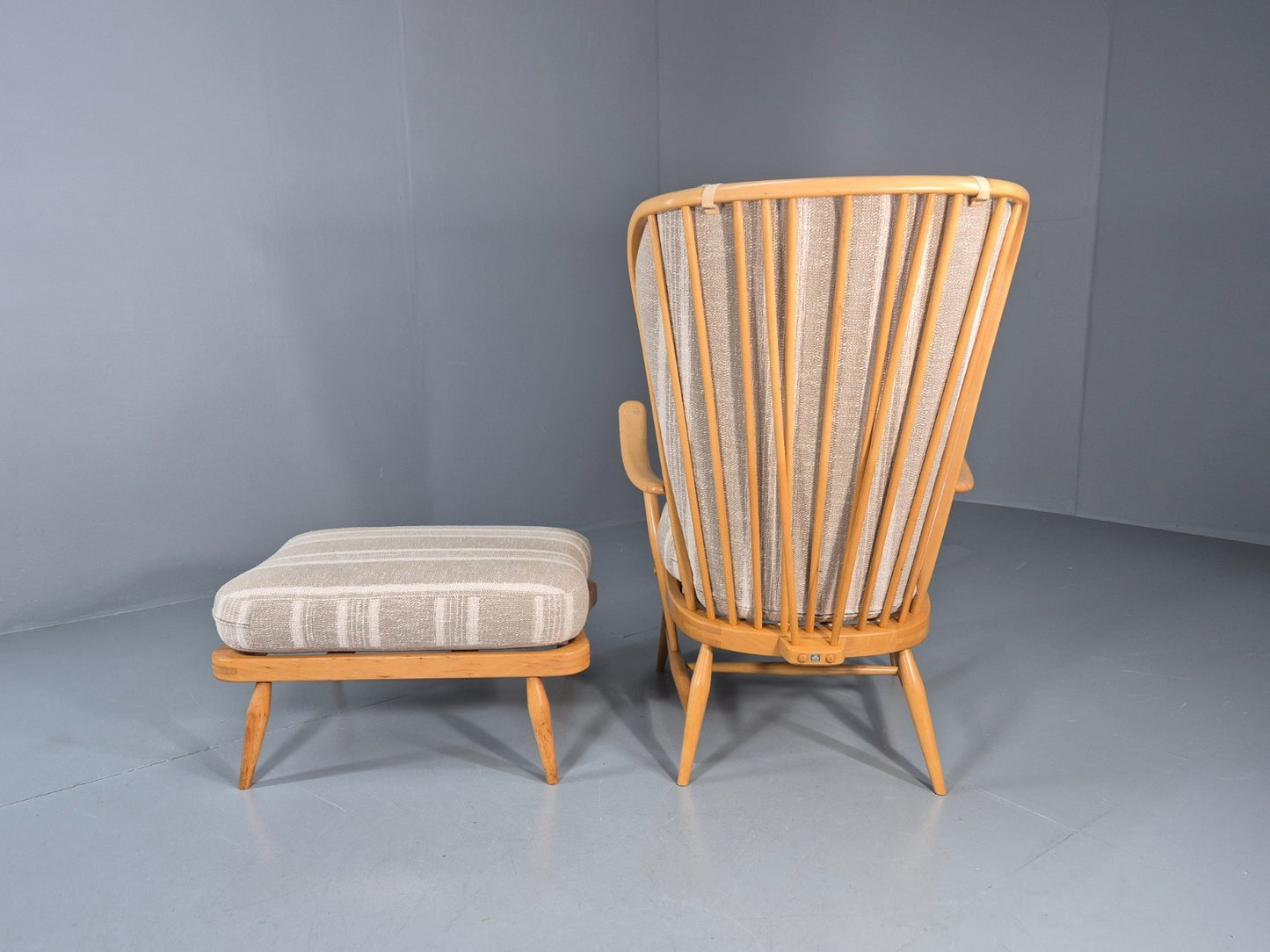 Vintage Ercol 415 Chair and Footstool with New Upholstery Retro  EB10293 MNOR4