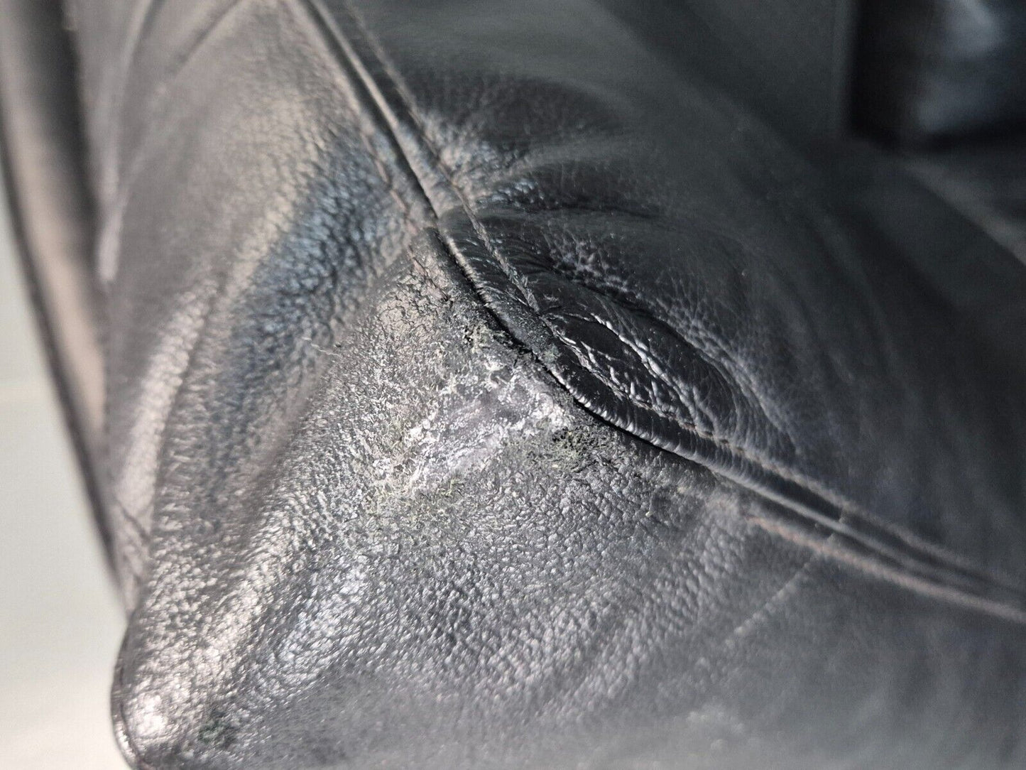 Vintage Danish 2 Seat Sofa Black Leather 1980s Retro MCM EB7625 M2SS - UKDK FURNITURE
