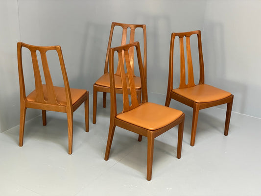 Vintage Nathan Tan Dining Chairs Set Of 4 Vinyl Mahogany 1970s EB9727 MDIN - UKDK FURNITURE