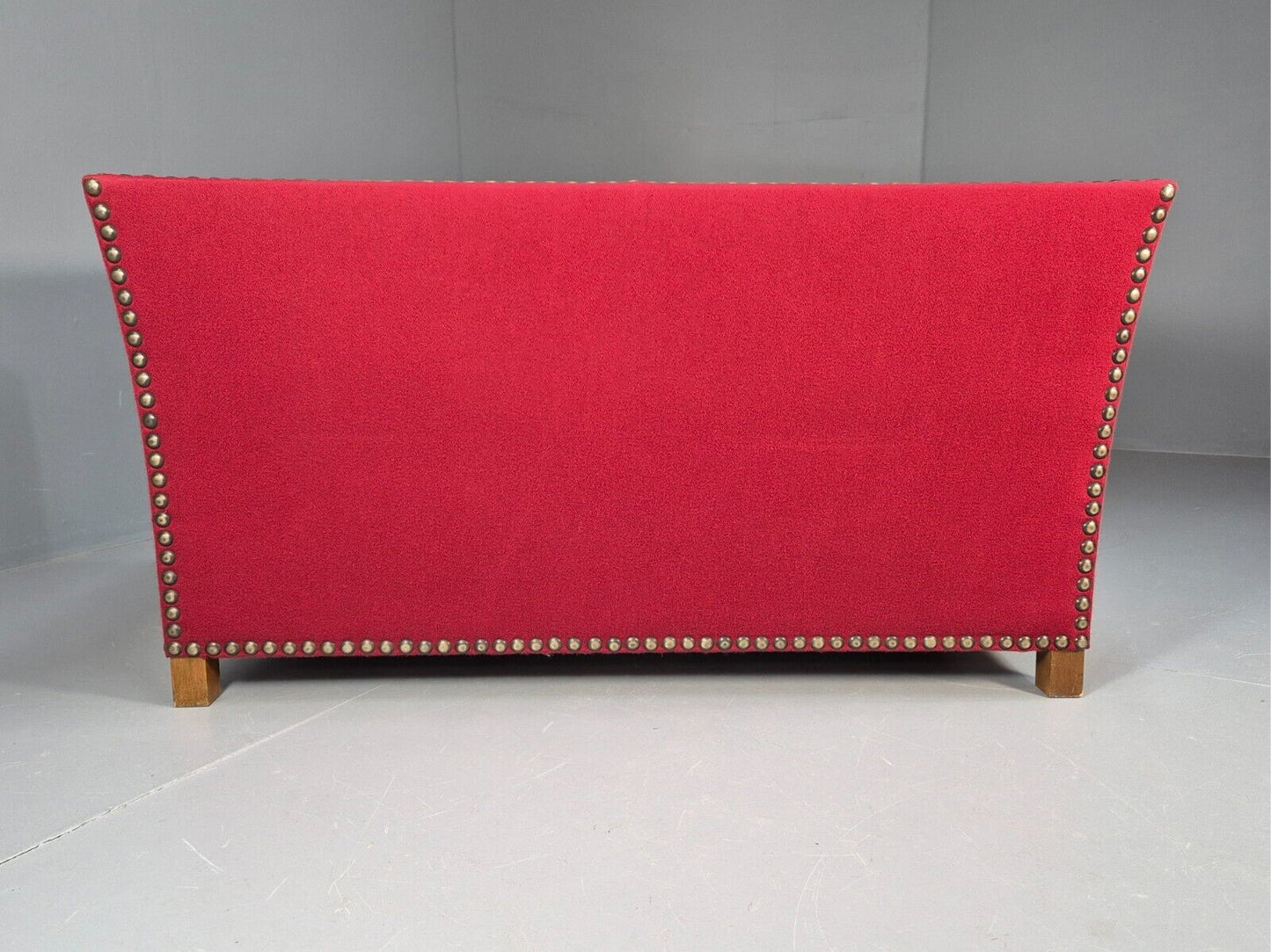 Vintage Danish 2 Seat Sofa Red Wool Oak Bun Feet Antique 1920s EB8940 M2SS - UKDK FURNITURE