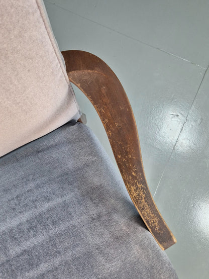 Vintage Lounge Chair Lilac Cotton Velour Beech Parker Knoll Retro EB7309 MNOR3