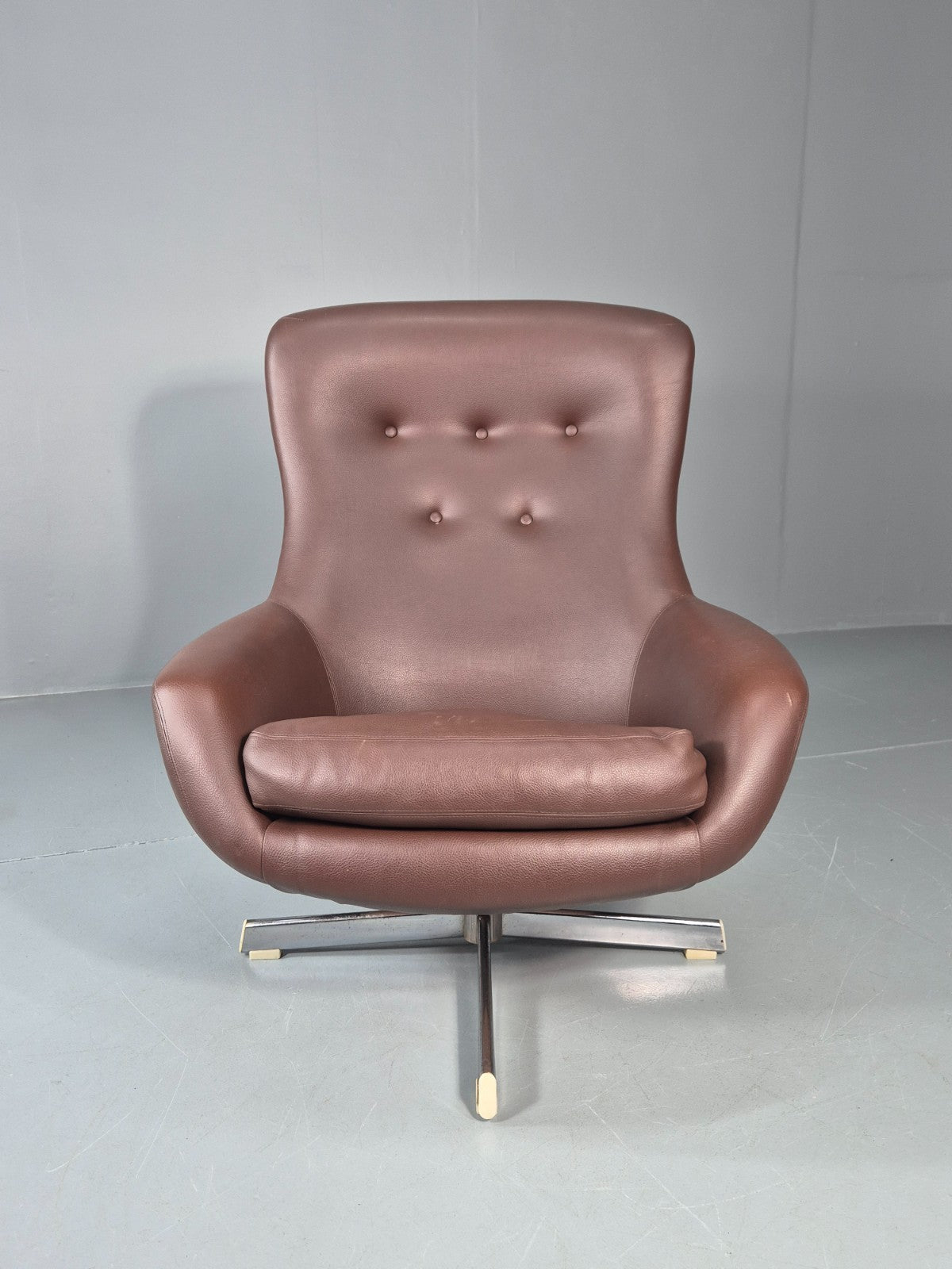 Vintage Bucket Swivel Chair 1970s Sweden Retro Mid Century Vinyl EB11118 MSWI1