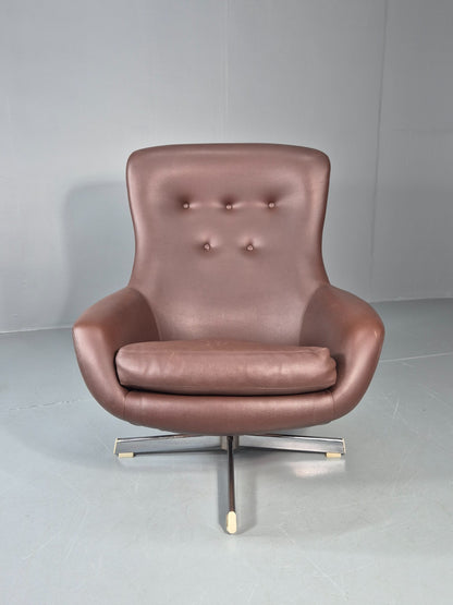 Vintage Bucket Swivel Chair 1970s Sweden Retro Mid Century Vinyl EB11118 MSWI1