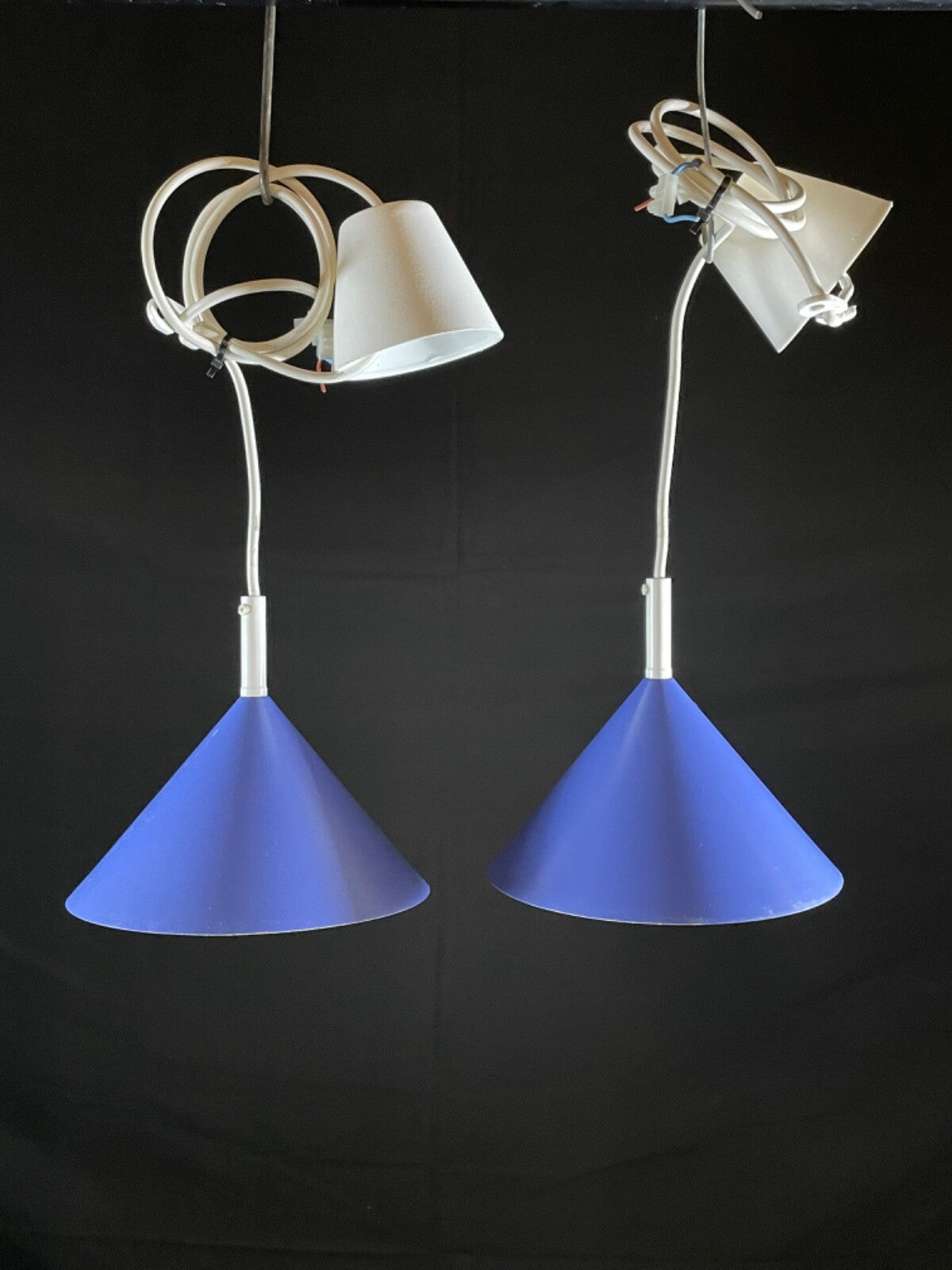 Danish Pair Pendant Lights Design A/S Model: Costa Blue Retro EB5104 LCLC0