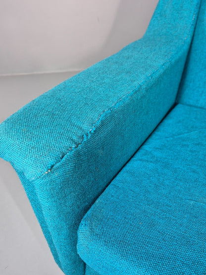 Vintage Swedish Lounge Chair 1960s Retro Dux Mid Century Blue Wool  EB11104 MNOR6