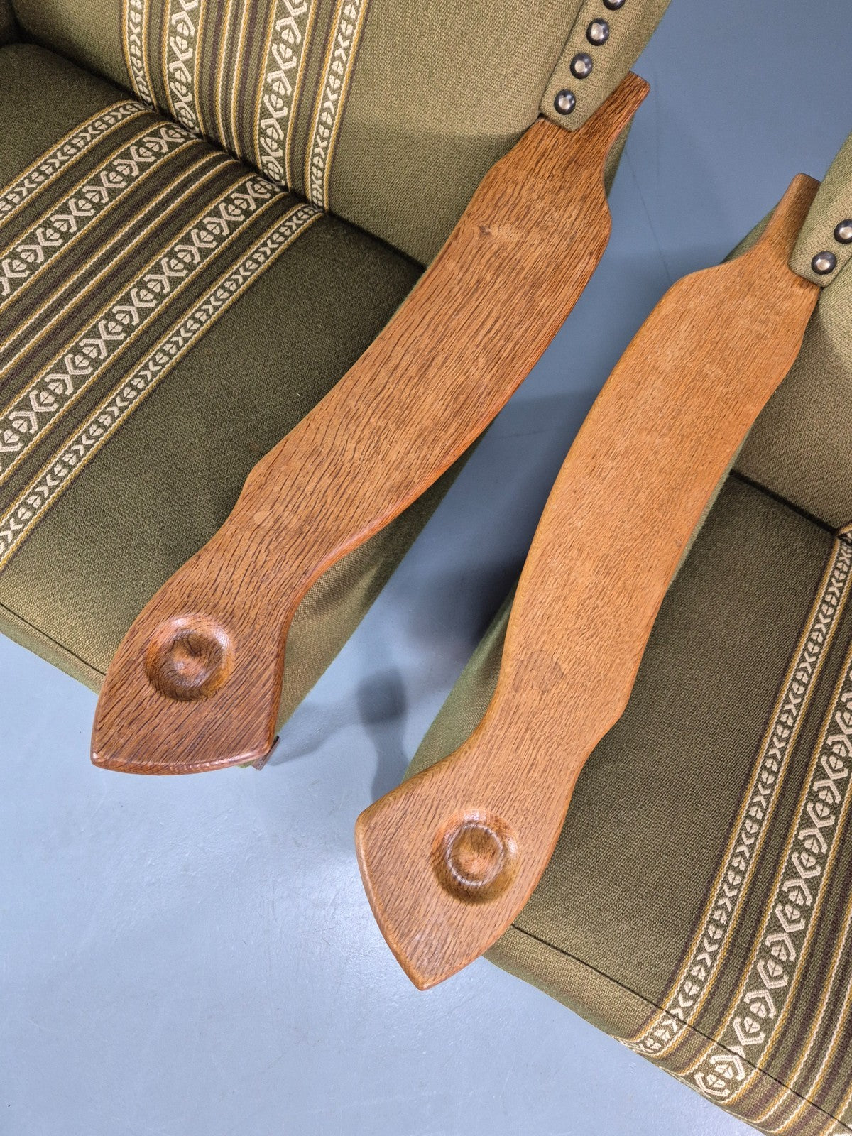 2 Kjaernulf Lounge Chairs Retro 1970s Green Light Oak Retro EB10750 VCLO2