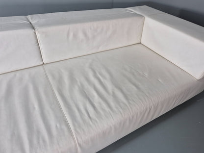 Frighetto Four Seater Settee White Leather Modern Design  EB10626 M4SS11