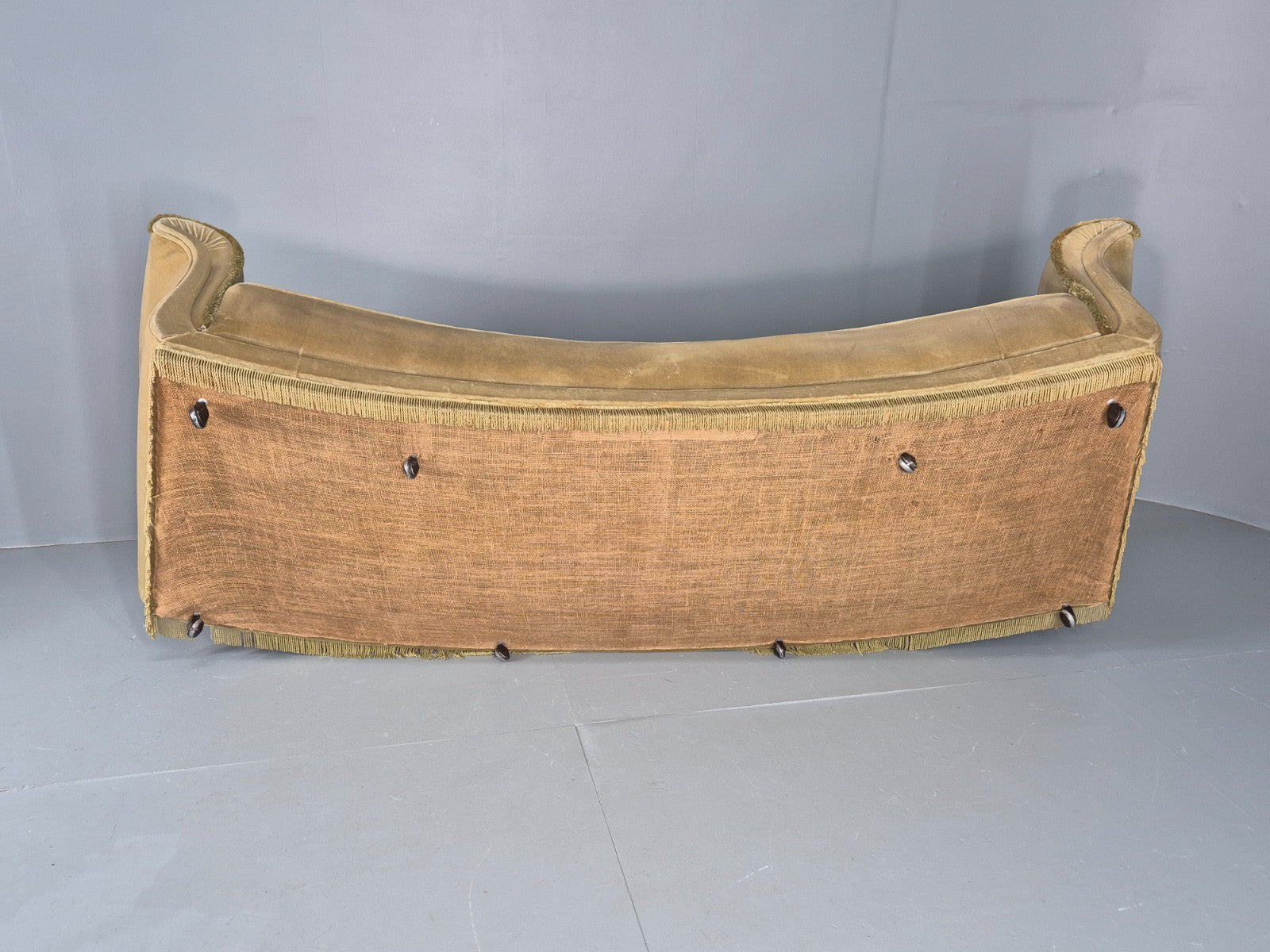 Vintage 4 Seater Sofa 1970s Retro Curved Green Velour EB11780 M4SS9