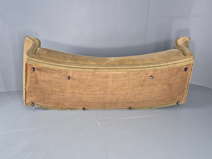 Vintage 4 Seater Sofa 1970s Retro Curved Green Velour EB11780 M4SS9