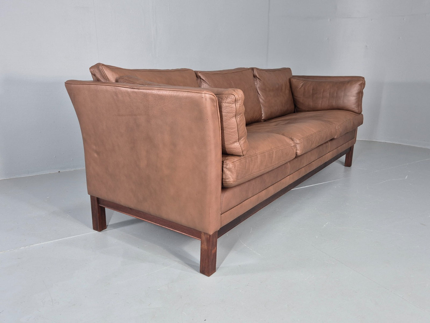 Vintage Danish 3 Seater Sofa Danish Brown Leather 1970s Retro MCM  EB10486 M3SS12