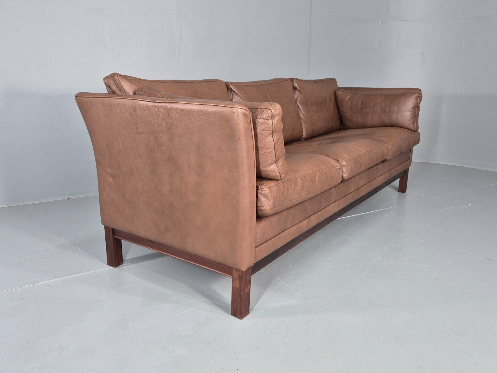 Vintage Danish 3 Seater Sofa Danish Brown Leather 1970s Retro MCM  EB10486 M3SS12