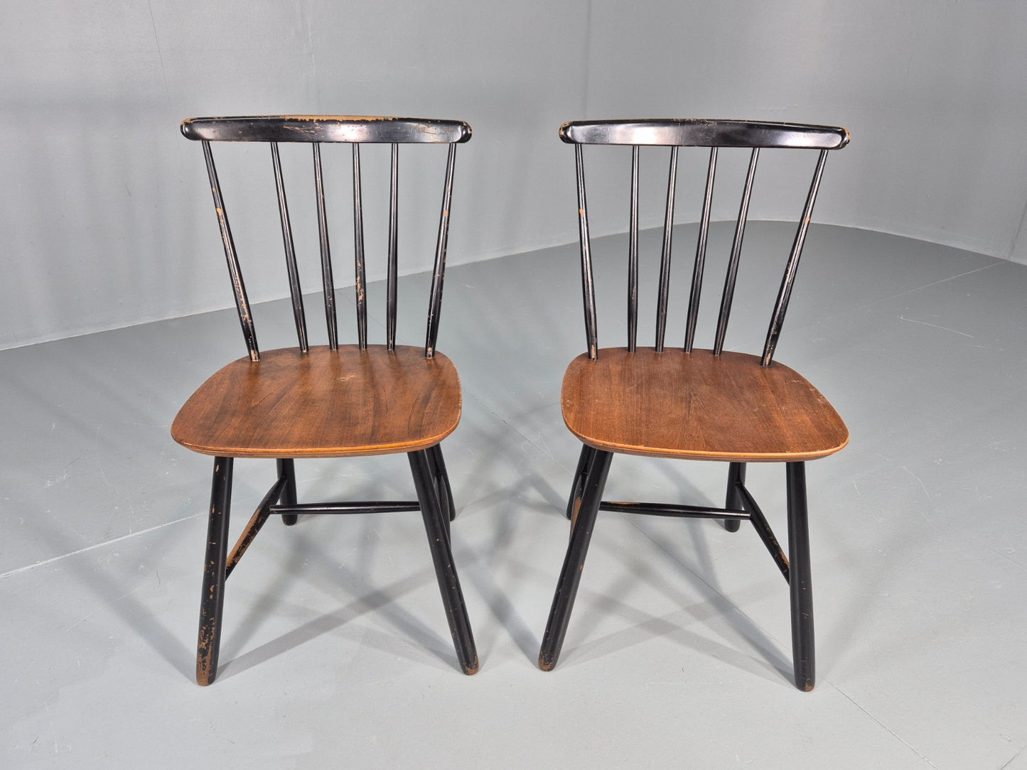 2 Vintage Midcentury Teak dining Chairs Fannet by Ilmari Tapiovaara EB11813 MDIN2