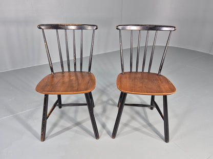2 Vintage Midcentury Teak dining Chairs Fannet by Ilmari Tapiovaara EB11813 MDIN2
