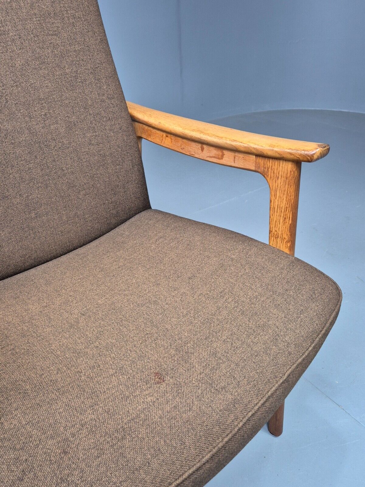 Vintage Danish Elbow Chair Green Wool Oak Hong Kirkegaard Retro MCM EB8271 MDIN - UKDK FURNITURE